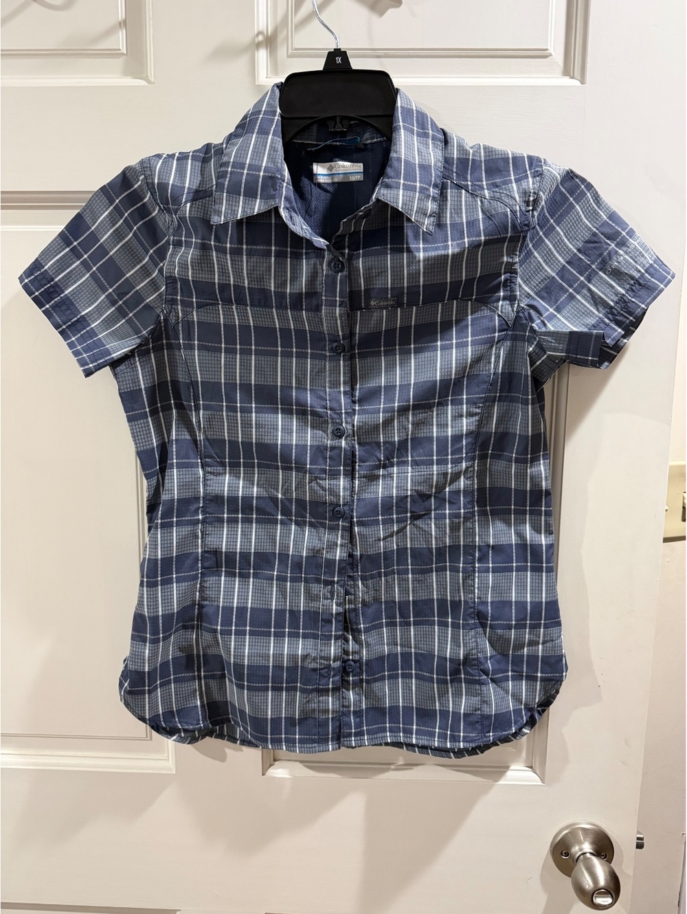 Columbia Sportswear Company Women's Blue Plaid Short Sleeve Shirt XS